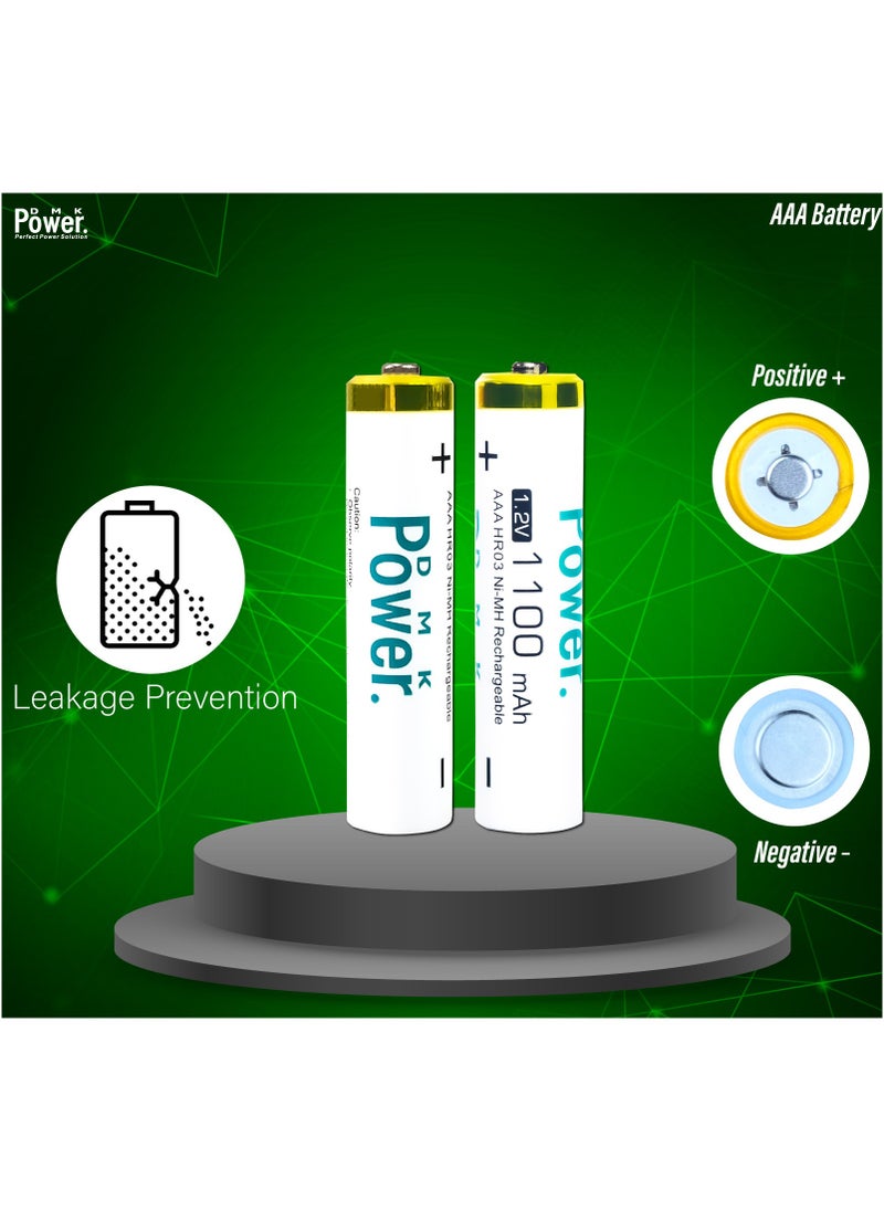 DMK Power - 8 Pieces Rechargeable AAA Batteries ,1100mAh High Capacity 1.2V NiMH Low Self Discharge - Image 1