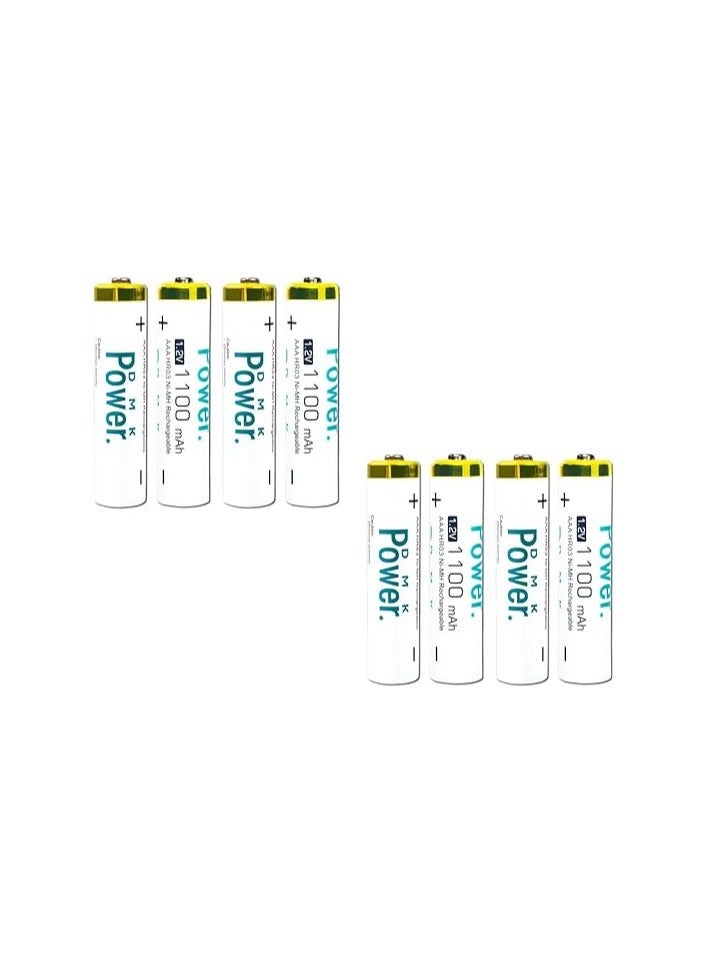 DMK Power 8 Pieces Rechargeable AAA Batteries ,1100mAh High Capacity 1.2V NiMH Low Self Discharge - Image 1