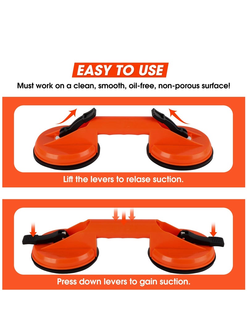 Glass Suction Cups, Heavy Duty ABS Vacuum Plate Handle Glass Holder to Lift Large Glass/Tile Lifter/Moving Window,Mirror/Dent Puller(Pack of 2, Orange) - Image 5