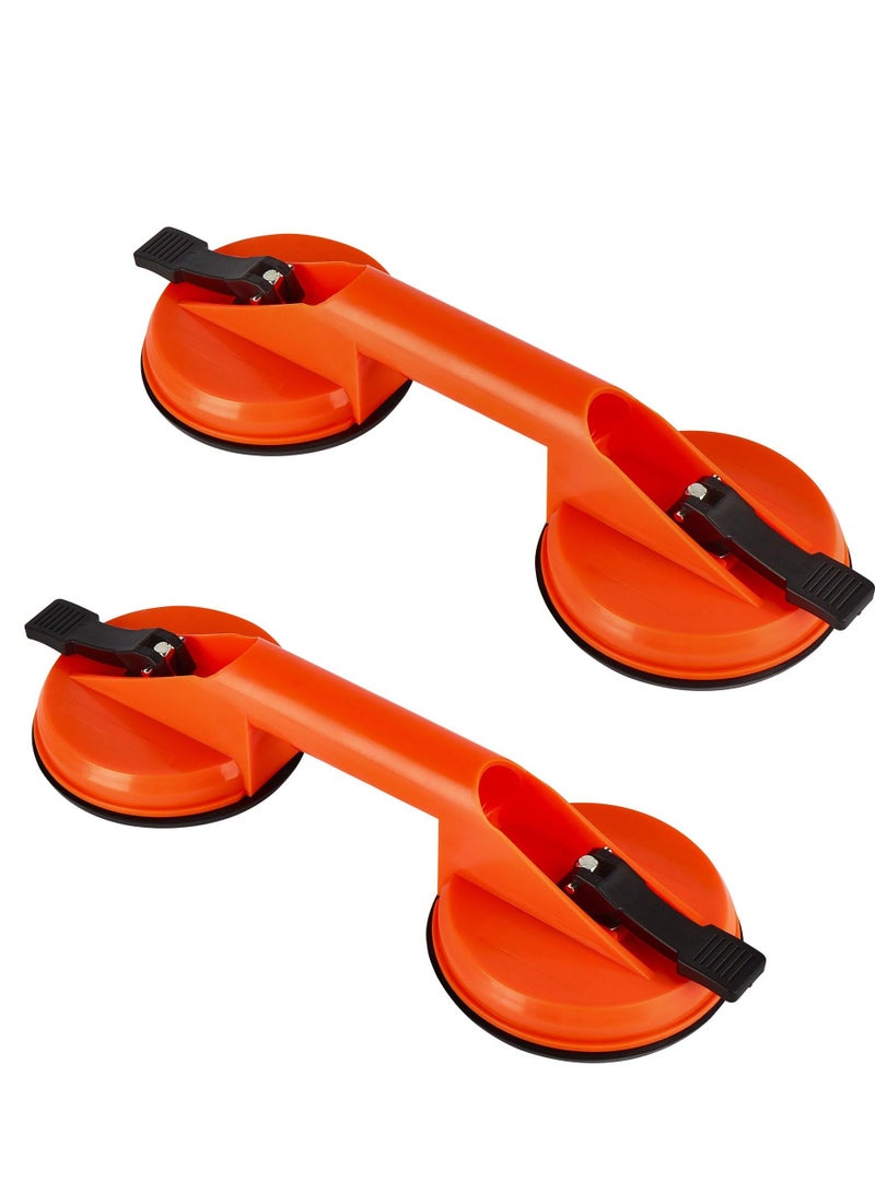 Glass Suction Cups, Heavy Duty ABS Vacuum Plate Handle Glass Holder to Lift Large Glass/Tile Lifter/Moving Window,Mirror/Dent Puller(Pack of 2, Orange) - Image 1