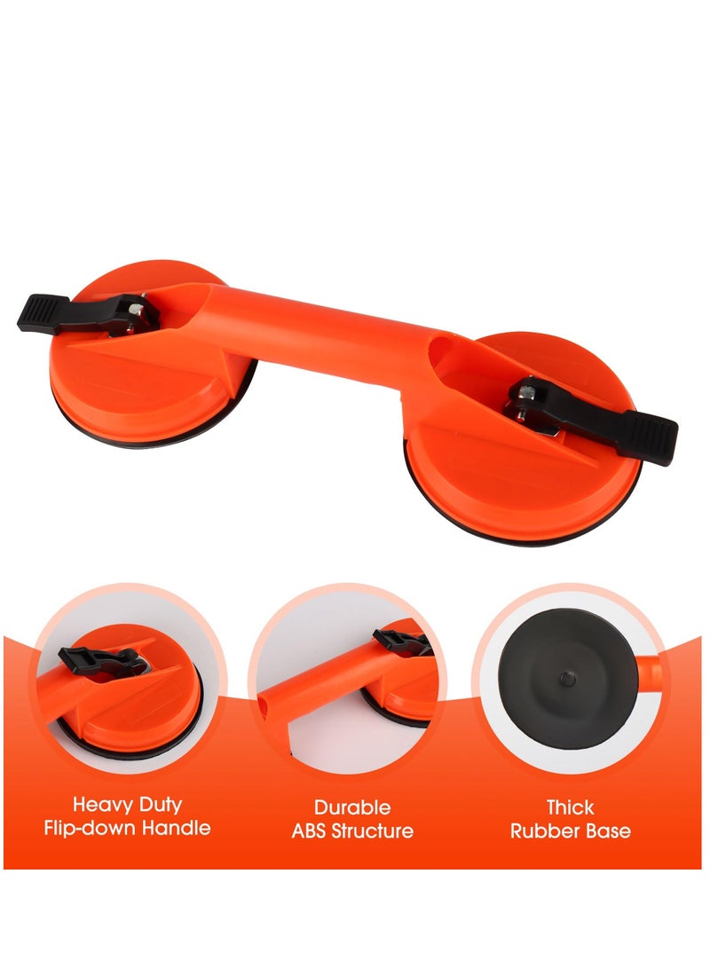 Glass Suction Cups, Heavy Duty ABS Vacuum Plate Handle Glass Holder to Lift Large Glass/Tile Lifter/Moving Window,Mirror/Dent Puller(Pack of 2, Orange) - Image 3
