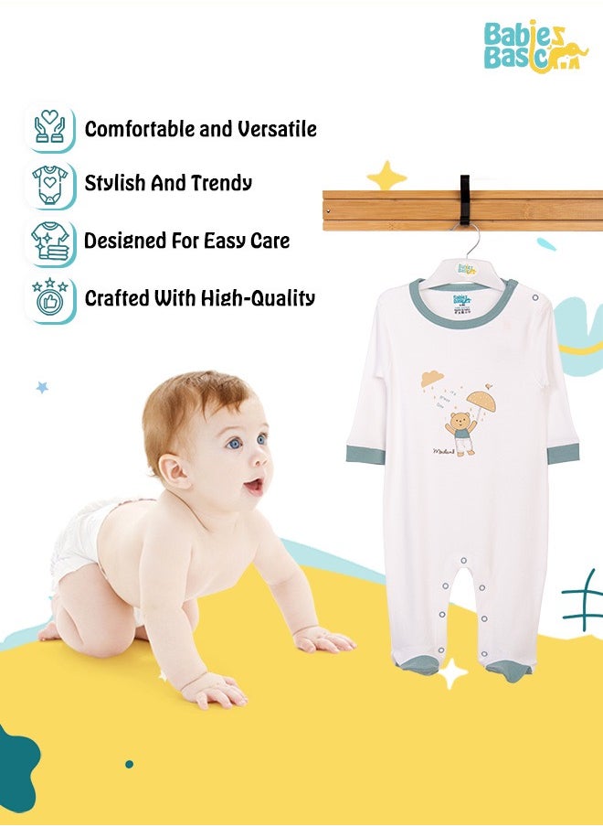 Babies Basic - 100% Cotton Printed Long Sleeves Jumpsuit/Romper/Sleepsuit For Babies - Image 1