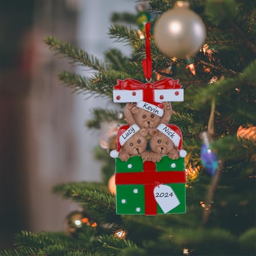 WorldWide Personalized Bear Family Christmas Ornament 2025 - With Gift Box for Family of 3 - Handmade Tree Decorations - Unique Gifts for Mom, Dad, Kids, Grandma, Grandpa - Image 2