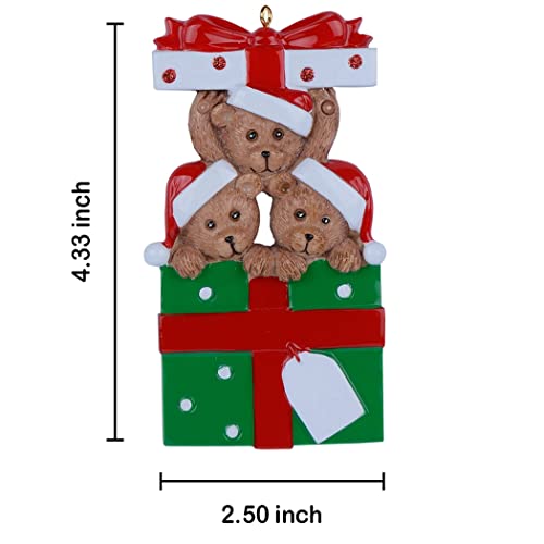 WorldWide Personalized Bear Family Christmas Ornament 2025 - With Gift Box for Family of 3 - Handmade Tree Decorations - Unique Gifts for Mom, Dad, Kids, Grandma, Grandpa - Image 5