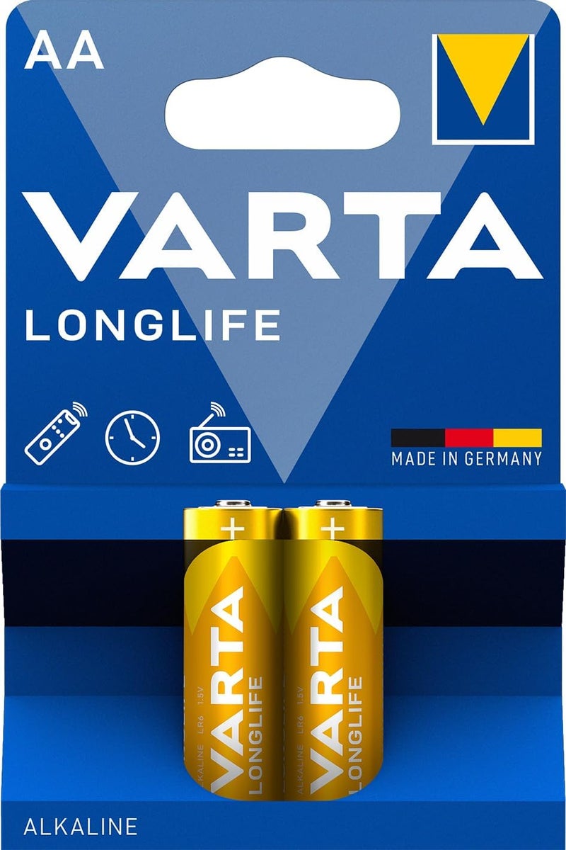 بطاريات VARTA Longlife من نوع AA، عبوة من قطعتين