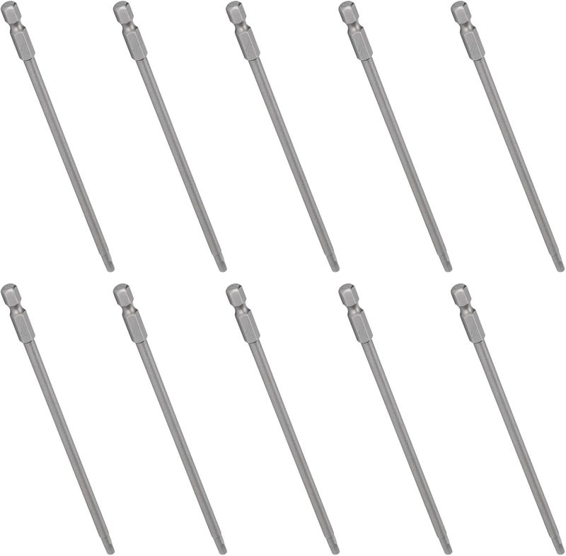 klarako Screwdriver Bit,10Pcs Hex Screwdriver Bit Alloy Steel Electric 4mm Hex Strong Magnetic Hardened Hardware Hand Tool S1/4 150mm for Pneumatic Screwdriver Electric Drill - Image 5