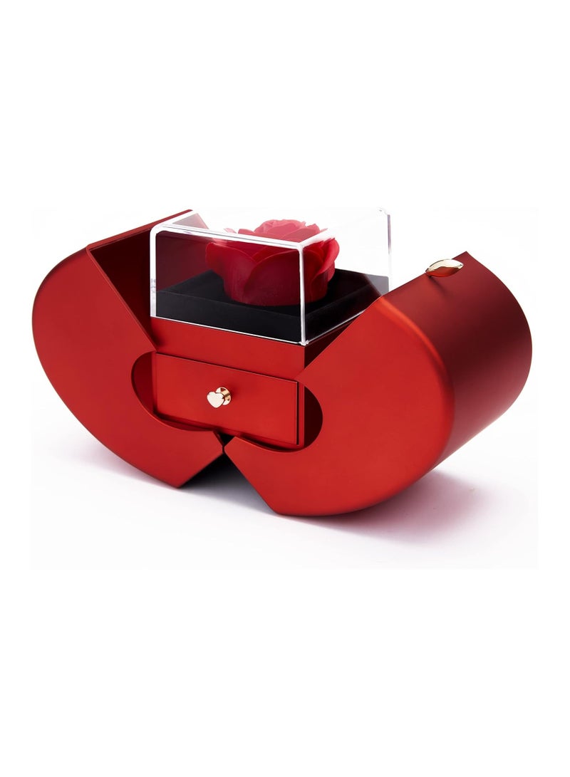 Accessories Box Gift Box Apple Shape Red Openable Storage Box Jewelry Birthday Gifts for Women, Unique Romantic Gifts and Wedding Day (Red) for Valentine's Day and Engagement - Image 3