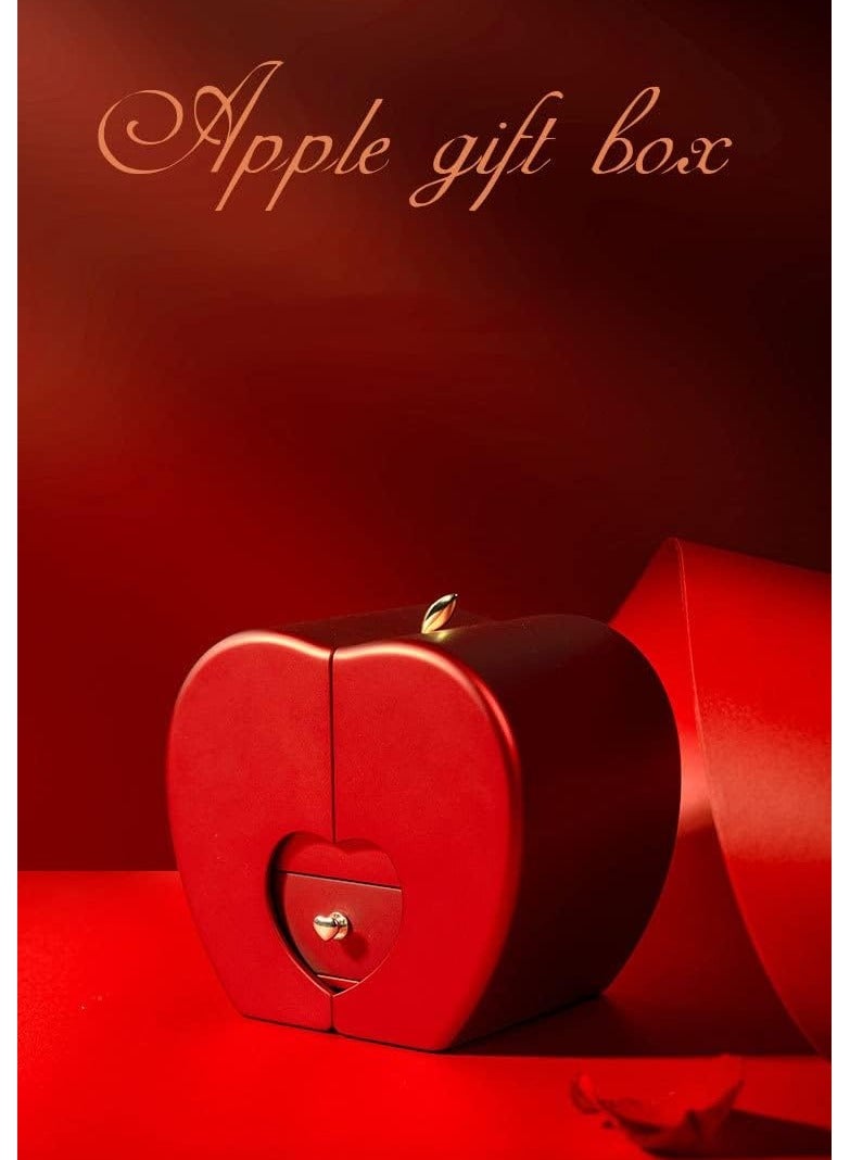 Accessories Box Gift Box Apple Shape Red Openable Storage Box Jewelry Birthday Gifts for Women, Unique Romantic Gifts and Wedding Day (Red) for Valentine's Day and Engagement - Image 4