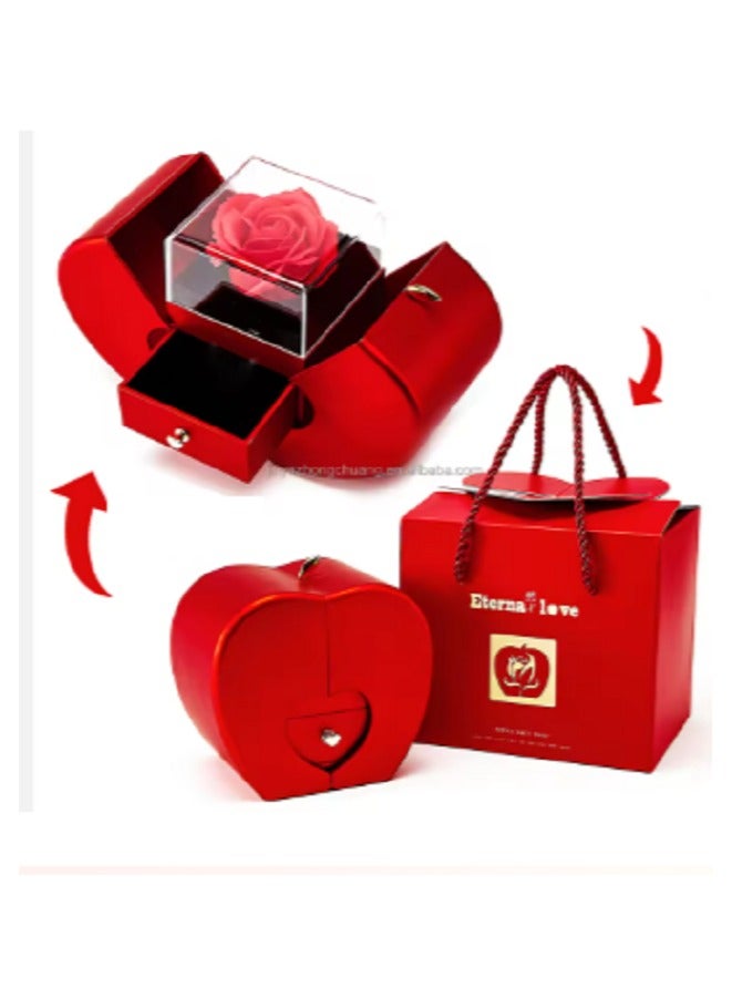 Accessories Box Gift Box Apple Shape Red Openable Storage Box Jewelry Birthday Gifts for Women, Unique Romantic Gifts and Wedding Day (Red) for Valentine's Day and Engagement - Image 1