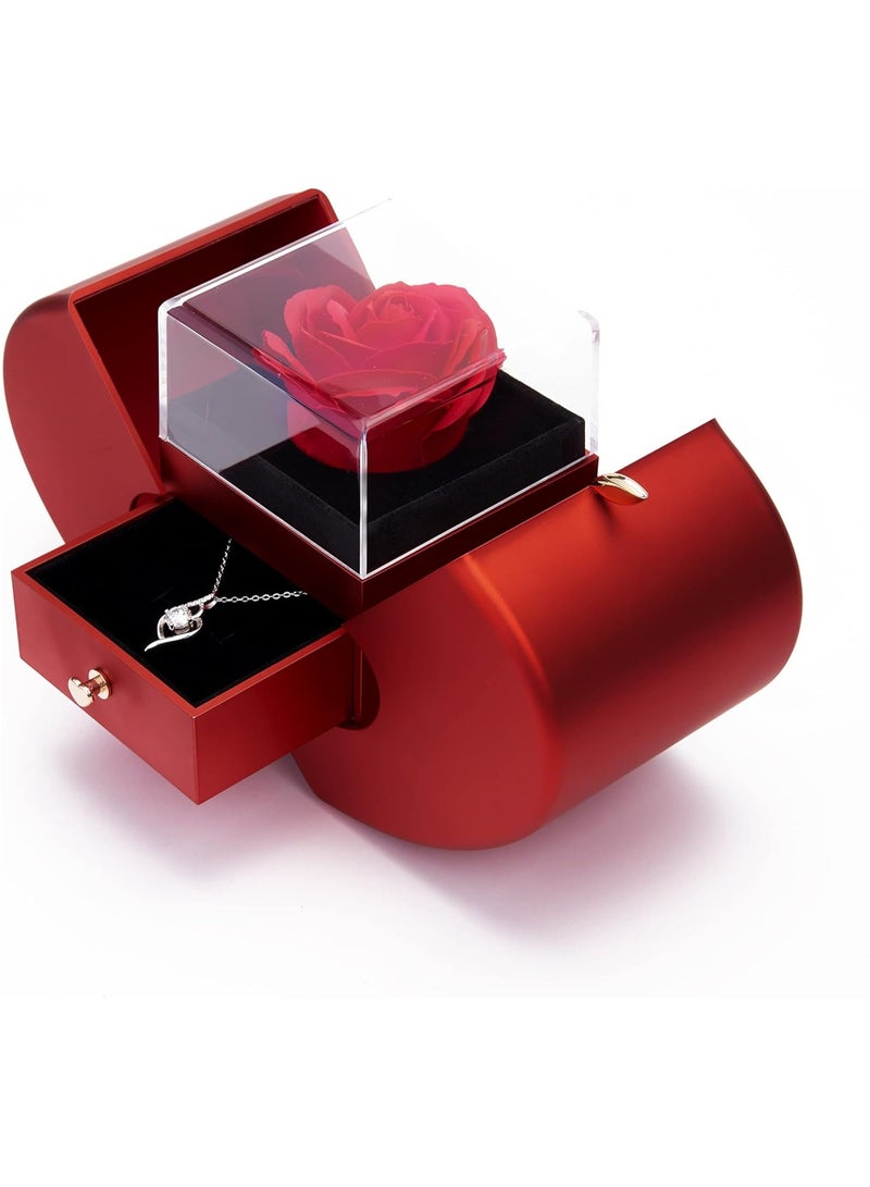 Accessories Box Gift Box Apple Shape Red Openable Storage Box Jewelry Birthday Gifts for Women, Unique Romantic Gifts and Wedding Day (Red) for Valentine's Day and Engagement - Image 2