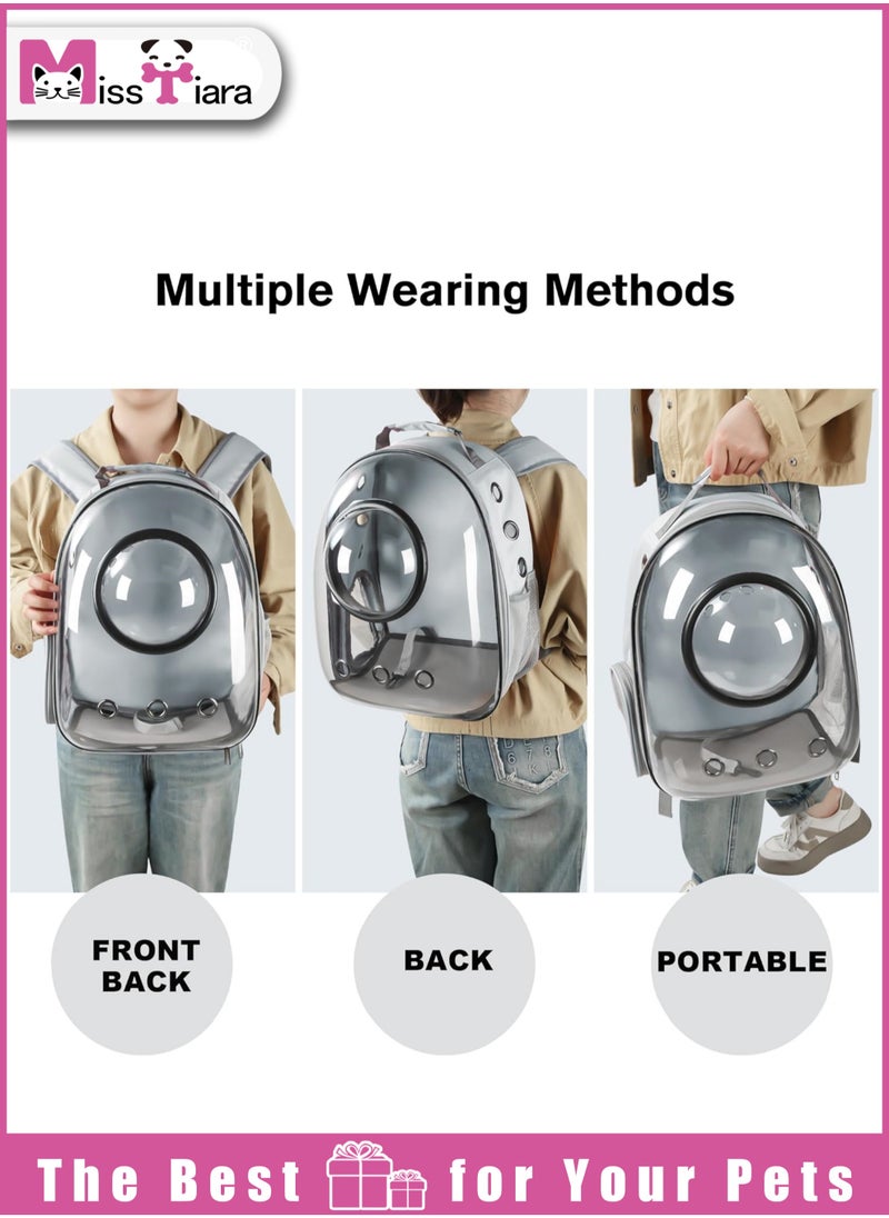 MissTiara - Pet Space Capsule Backpack, Small Medium Cat Puppy Dog Carrier, Transparent Breathable Heat Proof, Pet Carrier for Travel Hiking Walking Camping (Red) - Image 1