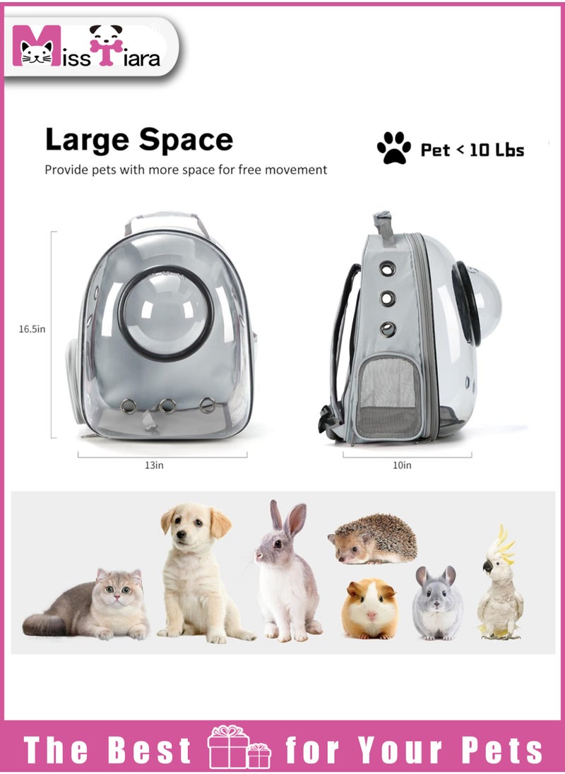 MissTiara - Pet Space Capsule Backpack, Small Medium Cat Puppy Dog Carrier, Transparent Breathable Heat Proof, Pet Carrier for Travel Hiking Walking Camping (Red) - Image 1