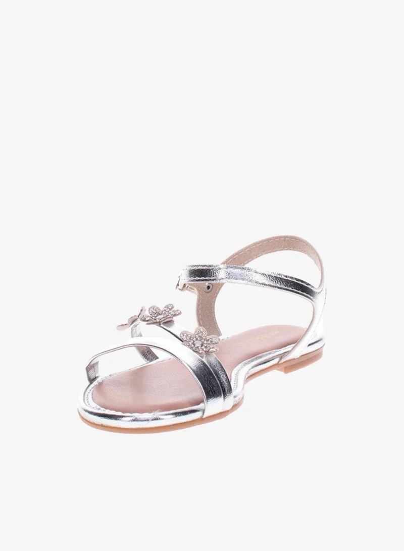 موليكينها صنادل أطفال بناتي موليكينها بحزام خلفي فضي صنع في البرازيل