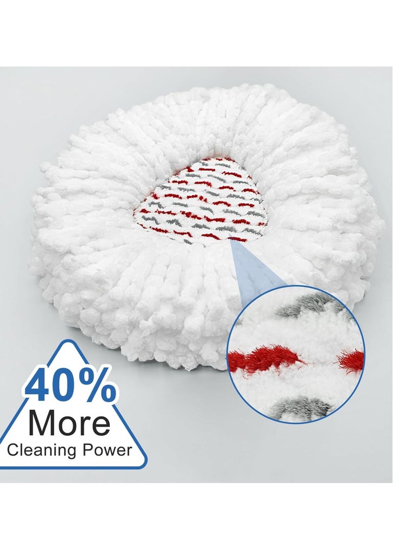 زالكون عبوتان من عبوة إعادة التعبئة العميقة المطورة المتوافقة مع ممسحة Vileda / O-cedar سهلة الاستخدام والممسحة الدوارة ونظام الدلو رؤوس ممسحة من الألياف الدقيقة لإعادة التعبئة، قوة تنظيف أكبر بنسبة 40%، وسادة تنظيف (أبيض) - Image 3