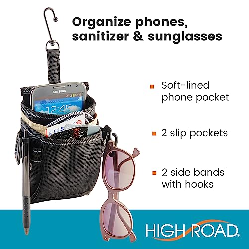 High Road DriverPockets Car Phone Holder Air Vent Pouch and Front Seat Organizer with 3 Pockets Hanging Hooks and Charging Port - Image 3