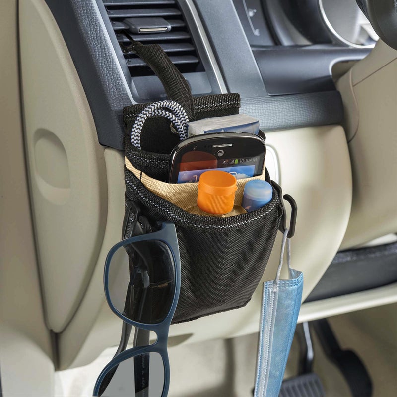 High Road DriverPockets Car Phone Holder Air Vent Pouch and Front Seat Organizer with 3 Pockets Hanging Hooks and Charging Port - Image 2