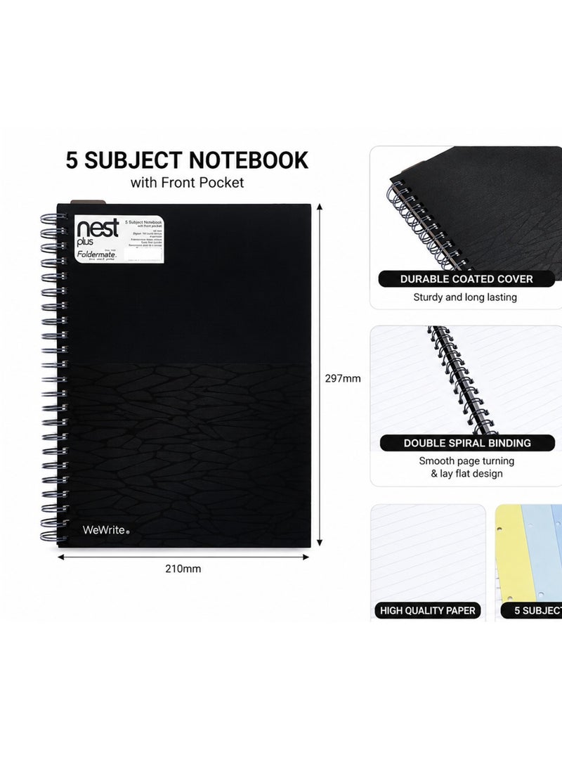 Foldermate 1-Piece A4 Size Subject Notebook With Five Divisions Assorted Colours - Image 3