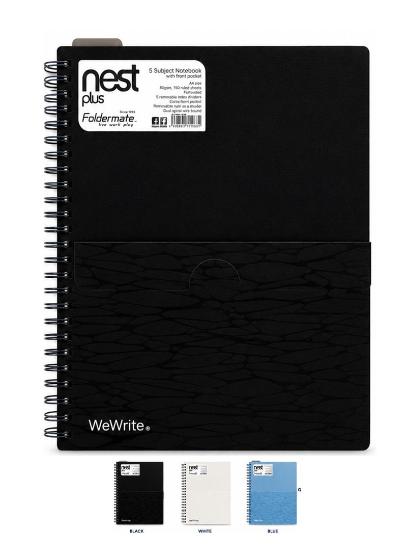 Foldermate 1-Piece A4 Size Subject Notebook With Five Divisions Assorted Colours - Image 1