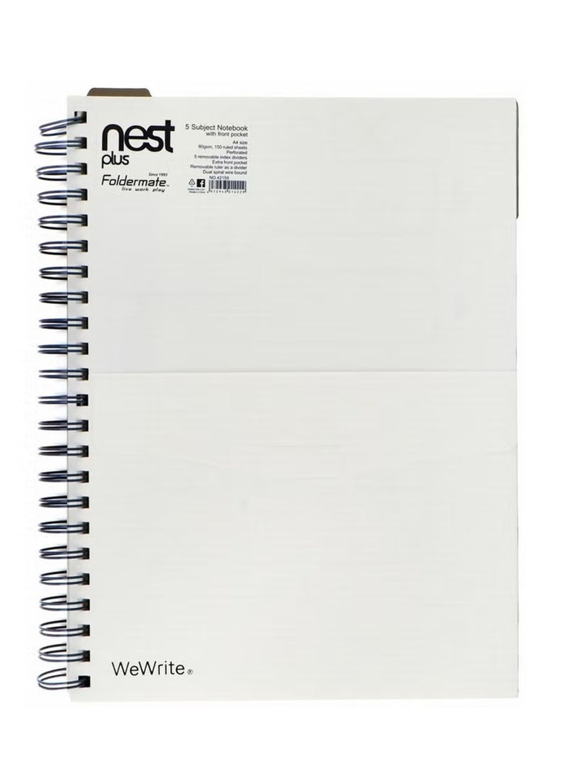 Foldermate 1-Piece A4 Size Subject Notebook With Five Divisions Assorted Colours - Image 4