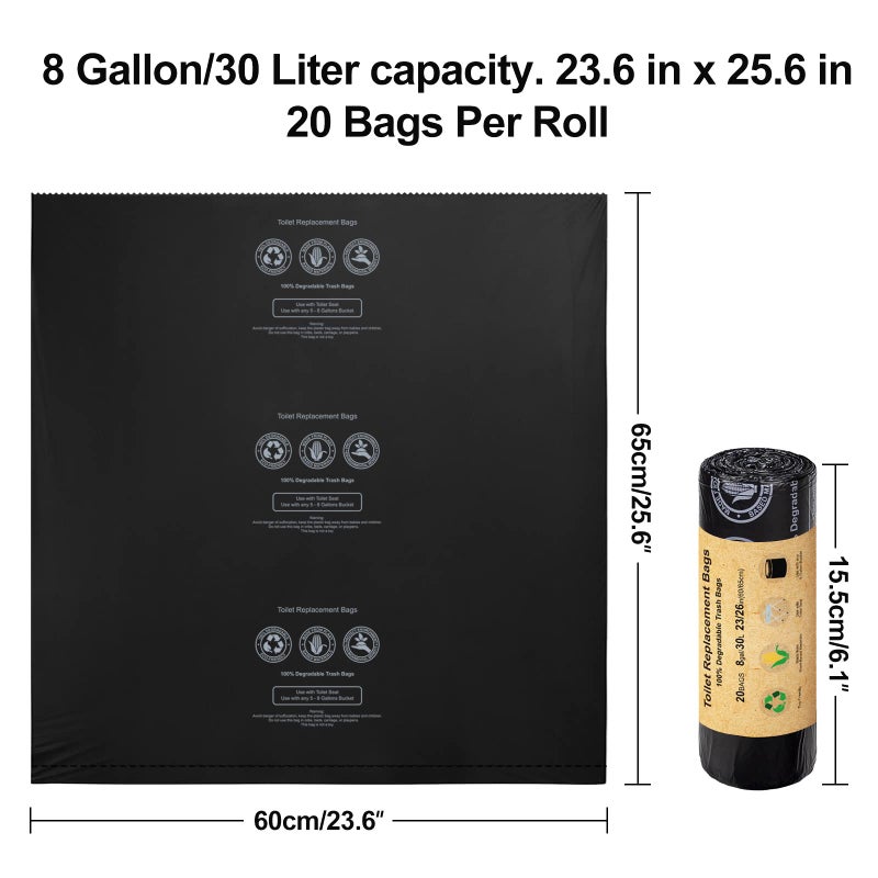 BLIKA Portable Toilet Bags for Camping, 20 Count Toilet Replacement Bags, 8 Gallon, 30 Liter, Heavy Duty 1 Mil, Camping Toilet Bags for Travel, Toilet Waste Bags - Image 2