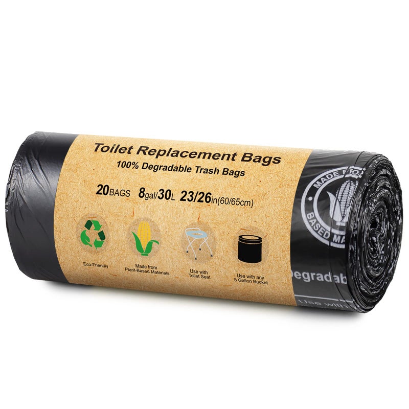 BLIKA Portable Toilet Bags for Camping, 20 Count Toilet Replacement Bags, 8 Gallon, 30 Liter, Heavy Duty 1 Mil, Camping Toilet Bags for Travel, Toilet Waste Bags - Image 1