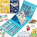 AOTEMOON All in One Art Supplies Art Kit Includes Origami PaperCutting Crafts Easel Colored Pencils Crayons Drawing Book Coloring Book Watercolor Markers and More Art Set for Kids Girls Boys Blue - Image 3