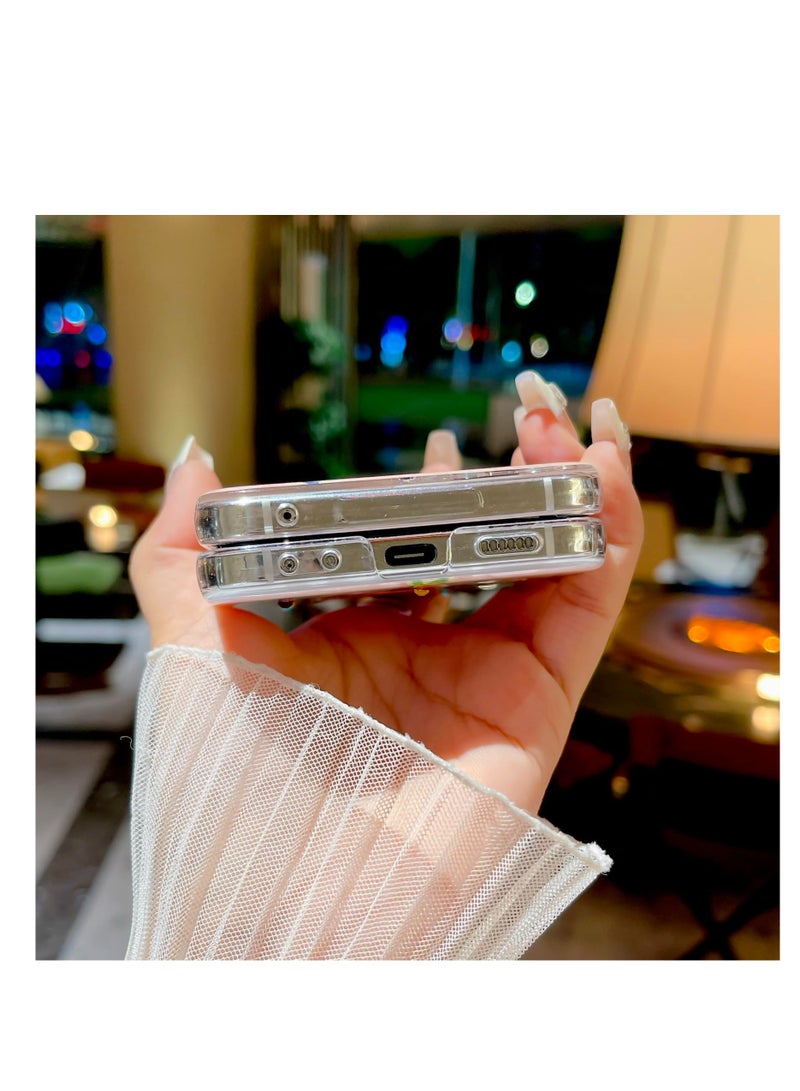 KASTWAVE For Samsung Galaxy Z Flip 5 Colorful Retro Oil Painting Printed Butterfly Laser Glossy Pattern Stylish TPU Protective Cover with Luxury Rhinestone for Girls Galaxy Z Flip 5 - Image 5