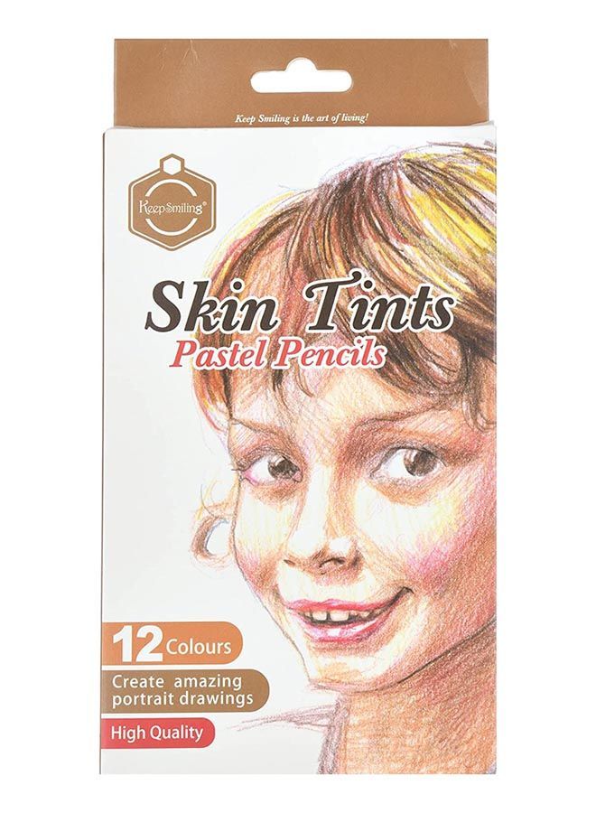 Keep Smiling Set of 12 skin pastel pencils colors - Image 1