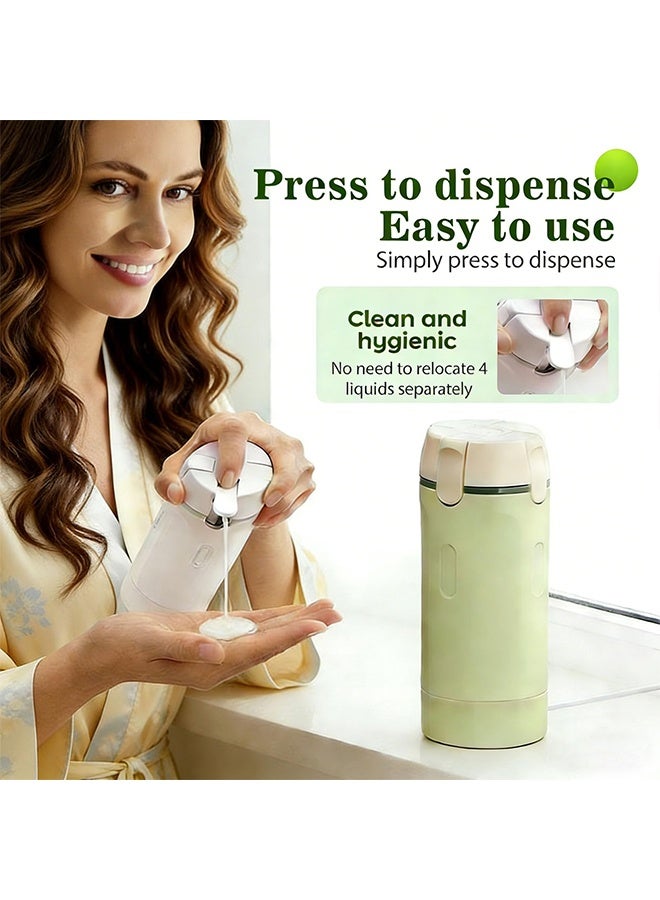 4 in 1 Travel Dispenser Bottle Leakproof Refillable Travel Bottles for Toiletries Portable Travel Size Containers for Shampoo Lotion Cosmetics Travel Essentials for Women Men (Green) - Image 2