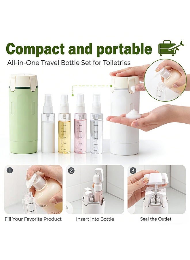 4 in 1 Travel Dispenser Bottle Leakproof Refillable Travel Bottles for Toiletries Portable Travel Size Containers for Shampoo Lotion Cosmetics Travel Essentials for Women Men (Green) - Image 4