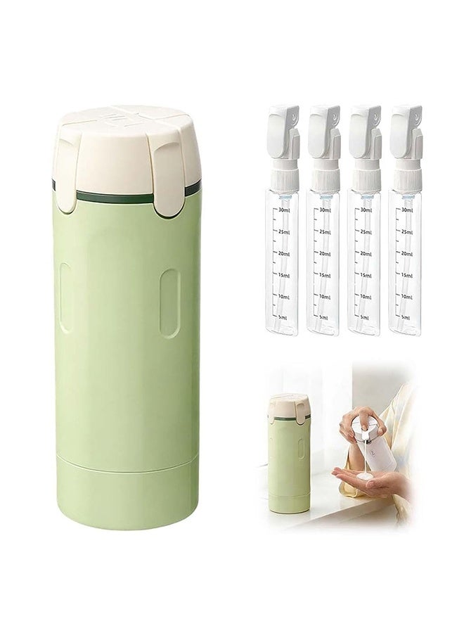 4 in 1 Travel Dispenser Bottle Leakproof Refillable Travel Bottles for Toiletries Portable Travel Size Containers for Shampoo Lotion Cosmetics Travel Essentials for Women Men (Green) - Image 1