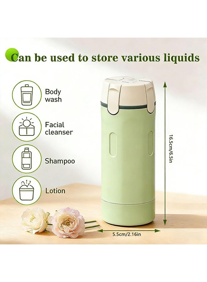 4 in 1 Travel Dispenser Bottle Leakproof Refillable Travel Bottles for Toiletries Portable Travel Size Containers for Shampoo Lotion Cosmetics Travel Essentials for Women Men (Green) - Image 3