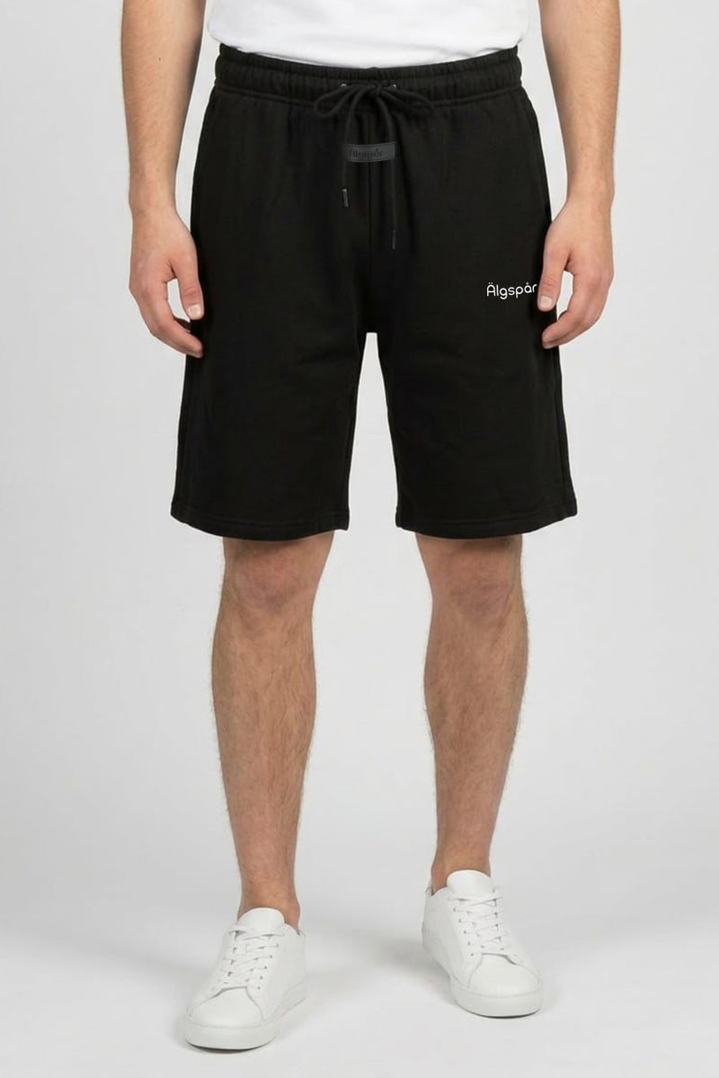 Algspar Men Brand Logo Basic Shorts, Black - Image 1