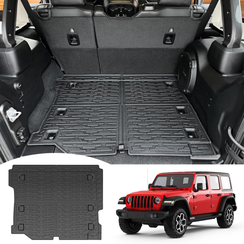 Utiiy Cargo Mat Compatible with 20182025 Jeep Wrangler JL Unlimited 4 Door 4X4 Cargo Liner Rear AllWeather Protection Trunk Liner for 2024 Jeep Wrangler JLJLU Accessories