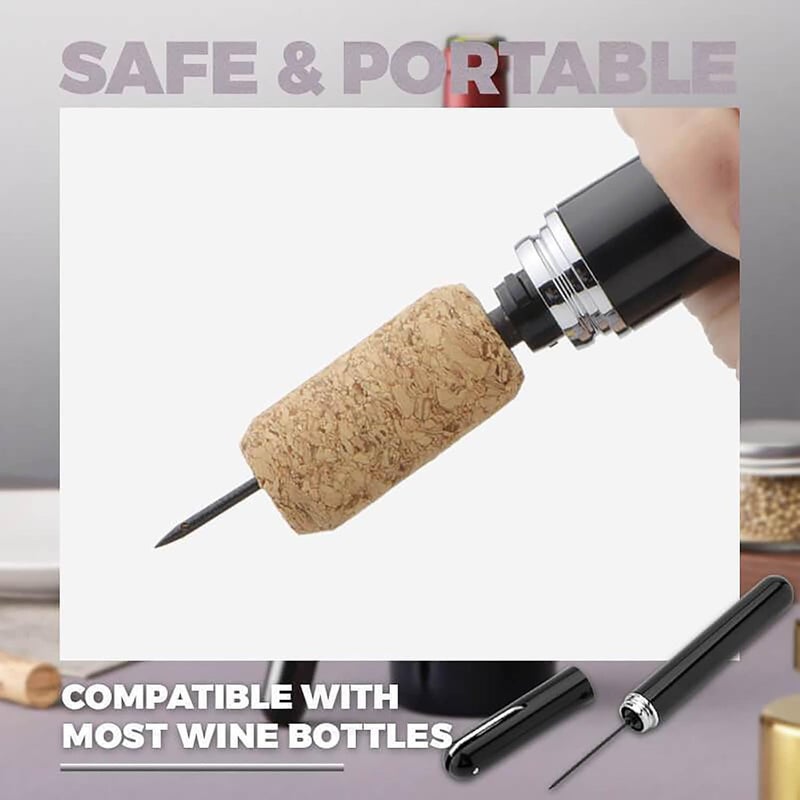 woobles Air Pressure Pump Bottle Opener,Simple Pin Type Wine Pump Cork Remover with Foil Cutter,Pen-Shaped Air Pressure Opener (Red) Red - Image 2