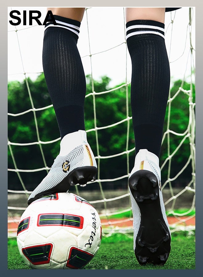 SIRA Men's High-Top Soccer Cleats - White Football Shoes with TPU Studs | Breathable Mesh Upper | Anti-Slip & Shock Absorption | Perfect for Training & Matches - Image 5
