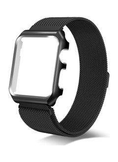 NIBEMINENT Milanese Loop Metal Watch Strap For Apple Series 3 & 2 1 38mm Black  - Image 2