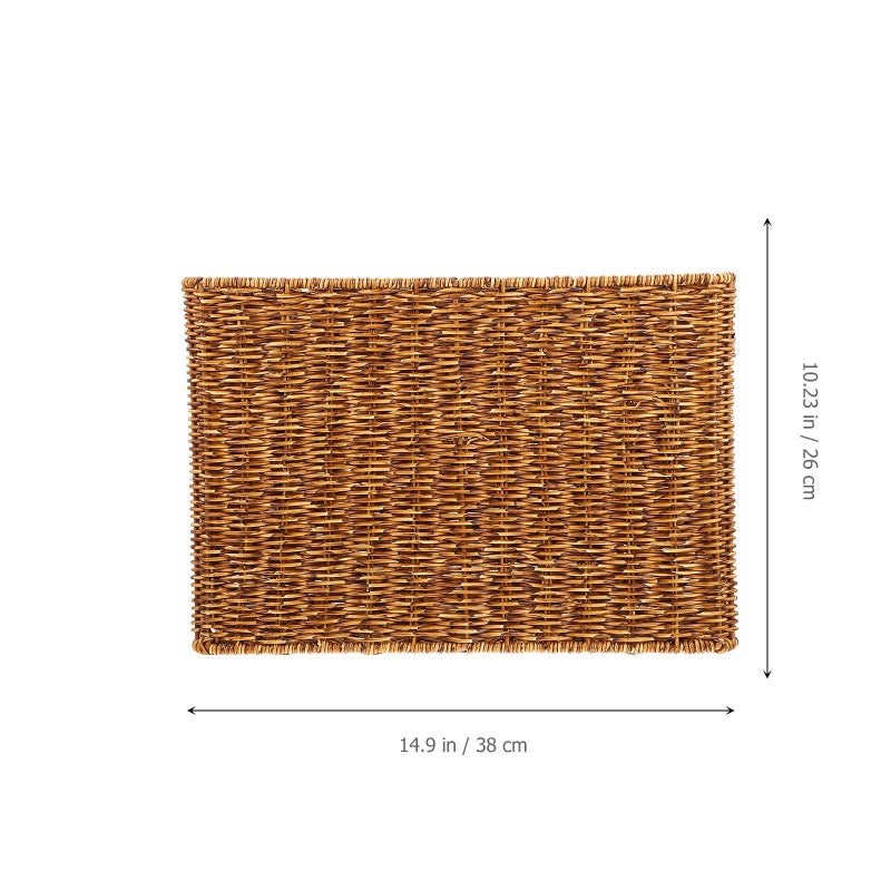 Deep Coffee Rectangular Woven Storage Basket Multi Function Magazine Book Organizer for Home Office - Image 3