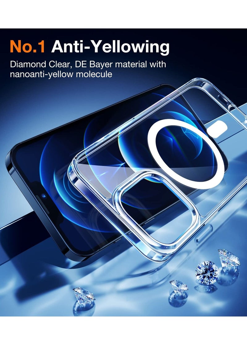 BORTONY iPhone 15 Pro MagSafe Case Compatible with Magnetic Accessories Wireless Charging Clear Anti Yellow Protective Slim Case for iPhone 15 Pro Cover 6.1 Inch Clear - Image 4