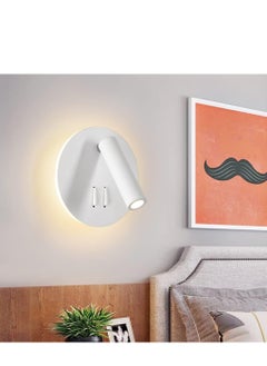 ELIKLIV مصباح جداري LED مع إضاءة خلفية بمفتاح، شمعدان قابل للدوران مجانًا، مصباح جداري داخلي لغرفة النوم المنزلية، ضوء بجانب السرير لغرفة النوم الداخلية والحمام  - Image 3