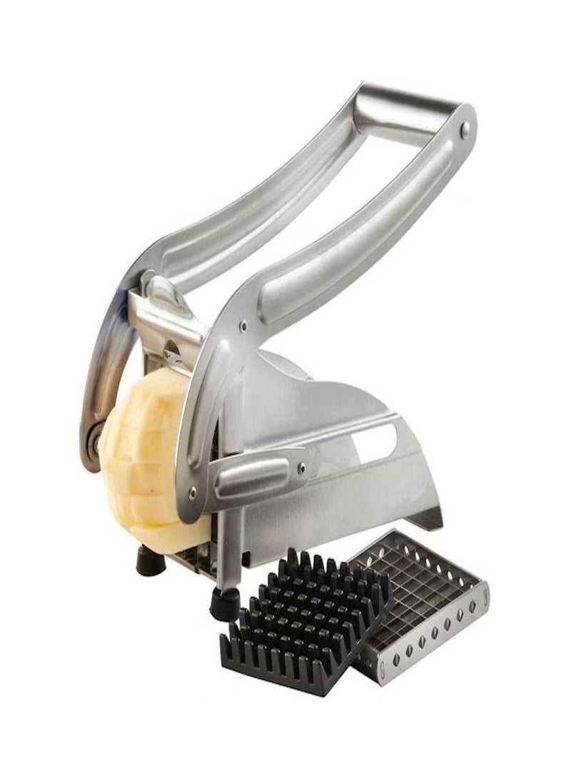 Stainless Steel Potato Cutter French Fry Cutter Veg Slicer Potato Chipper Home Kitchen Tool for Vegetable Fruit (Silver) - Image 1