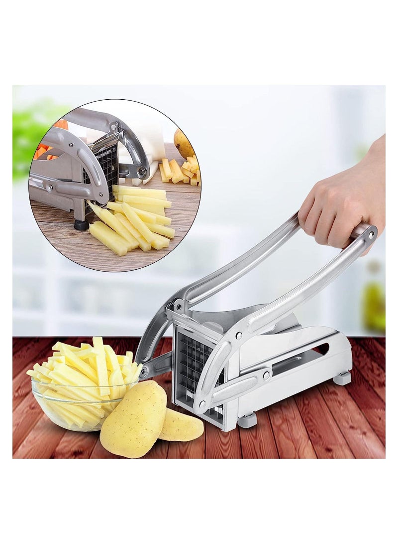 Stainless Steel Potato Cutter French Fry Cutter Veg Slicer Potato Chipper Home Kitchen Tool for Vegetable Fruit (Silver) - Image 4