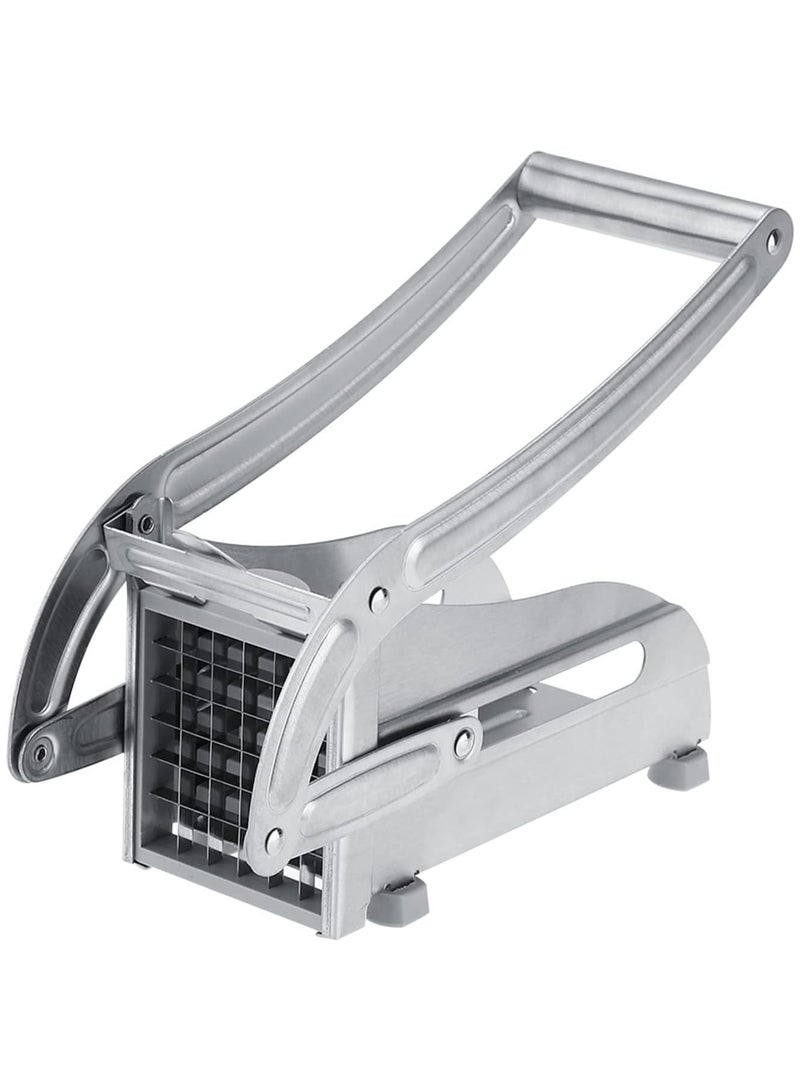 Stainless Steel Potato Cutter French Fry Cutter Veg Slicer Potato Chipper Home Kitchen Tool for Vegetable Fruit (Silver) - Image 2
