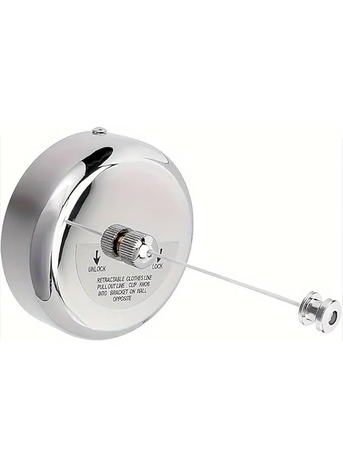 VITION 2.8m Clothesline, Wall Mounted Stainless Steel Clothes Laundry Line Dryer with Adjustable Steel Rope for Home Hotel Bathroom Indoor Outdoor - Silver - Image 1