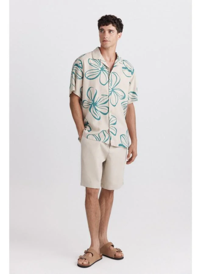 Springfield Printed linen rayon short sleeve shirt