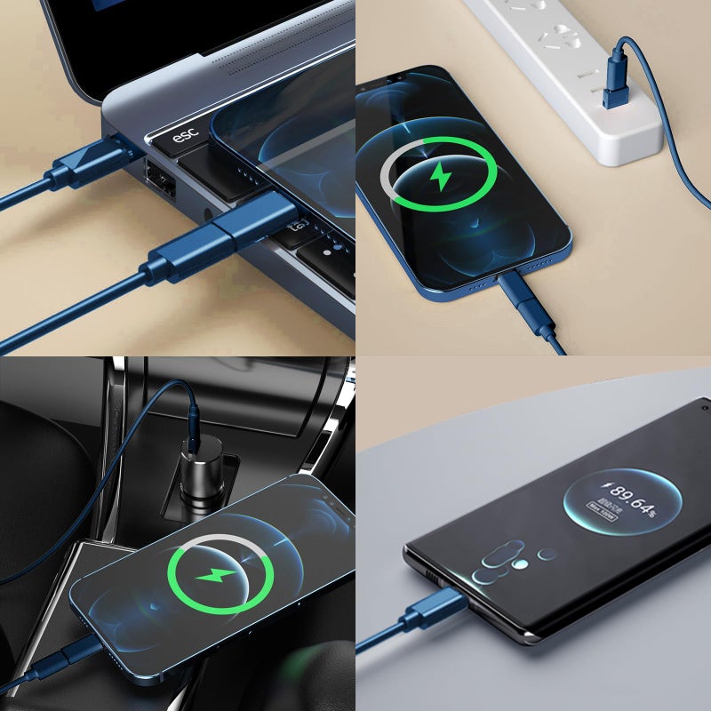 Povdite USB to USB-C Adapter, USB C Charging Cable Adapter Kit Contains Multiple OTG Adapters for USB Type C/USB A/USB C Male Cable/Micro USB, Equipped with SIM Extractor/SIM Slot/Phone Holder (Blue) - Image 4