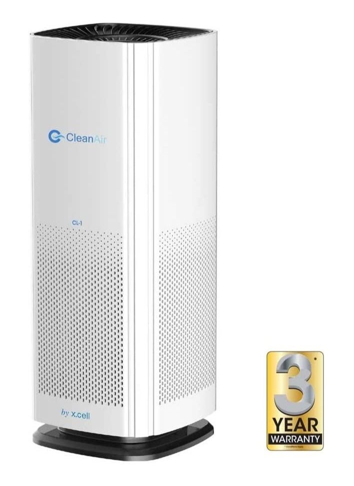 Xcell Clean Air CL1 Air Purifier by X.CELL, With Pre Filter, HEPA Filter, Activated Carbon Filter, UV Light And Ionizers, Protection from Pet hair, Pollen, Dust, Dander, Cotton fiber, White  - Image 1