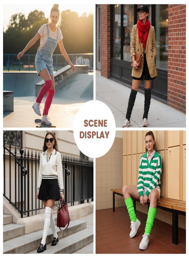 Buauty جوارب تدفئة الساق من Buauty، مستوحاة من موضة الثمانينيات، بتصميم محبوك مضلع، مناسبة للنساء والفتيات، أزياء شتوية رياضية مستوحاة من موضة الألفية الجديدة، جوارب يوغا بألوان نيون، إكسسوارات - Image 4