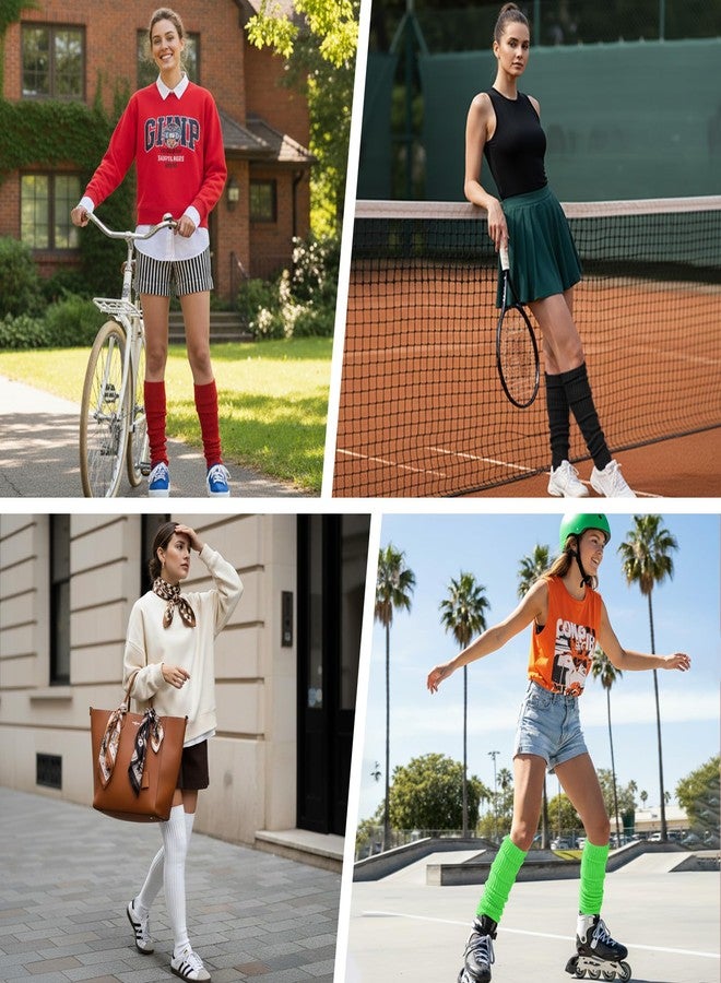 Buauty جوارب تدفئة الساق من Buauty، مستوحاة من موضة الثمانينيات، بتصميم محبوك مضلع، مناسبة للنساء والفتيات، أزياء شتوية رياضية مستوحاة من موضة الألفية الجديدة، جوارب يوغا بألوان نيون، إكسسوارات - Image 5