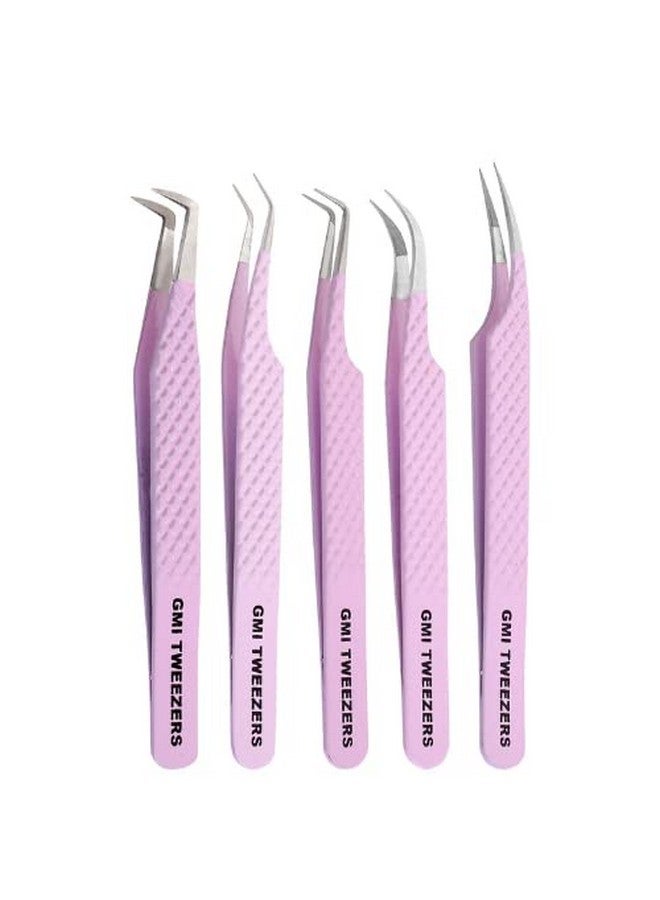 SIVOTE Lash Extension Tweezers Fiber Tips Set Of 4 Curved Dolphin 90 Degree & 45 Degree Tweezer Chocolate - Image 1